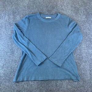 Zara Sweater Womens XL Blue Good Ribbed Knit Long Sleeve Crew Neck Pullover